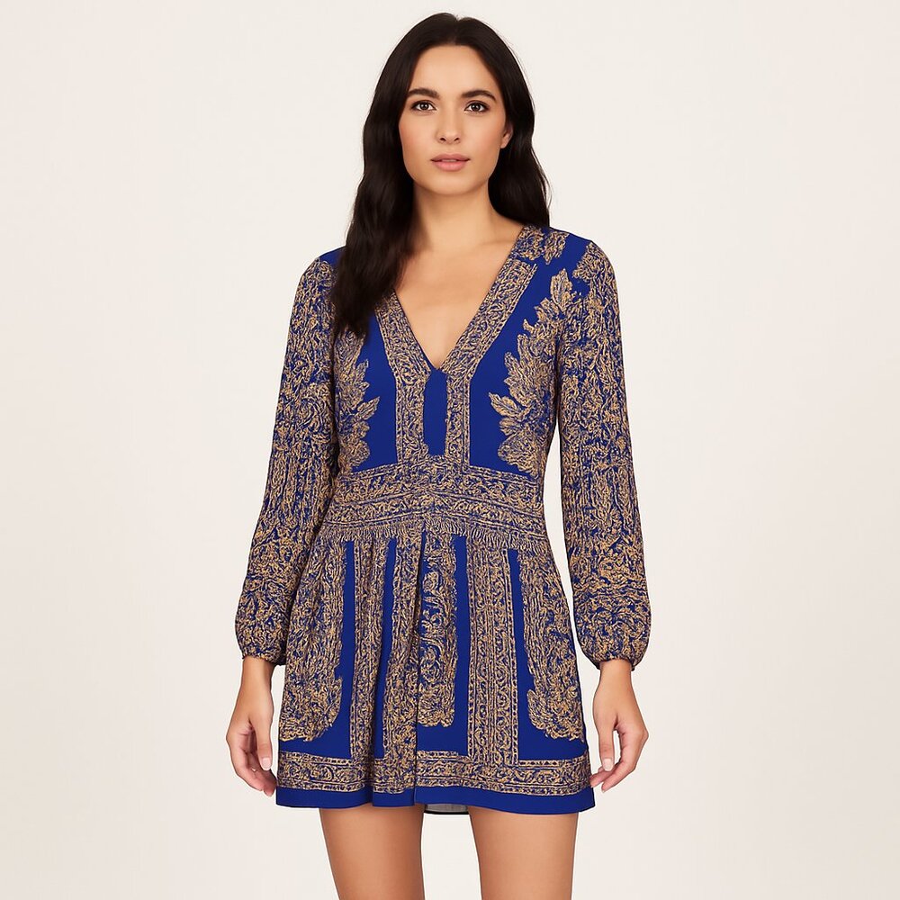 Anna Sui Bohemian Paisley Patterned Mini Dress Sz. 6